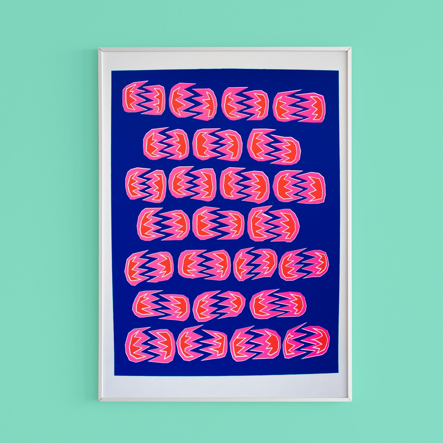 Pink Red on Blue